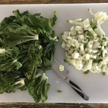 Chopped choy and stems