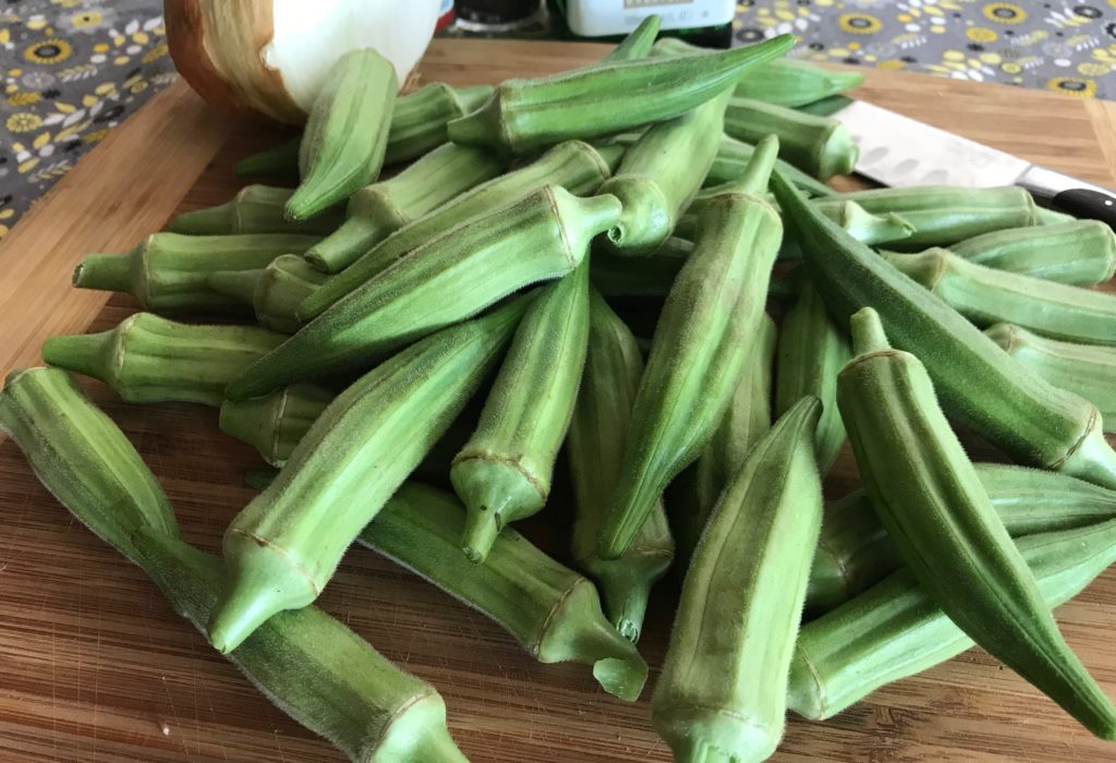 Pile of okra pods