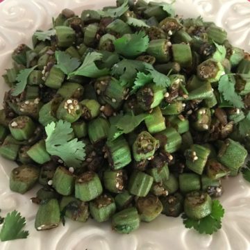 Dish of cooked okra