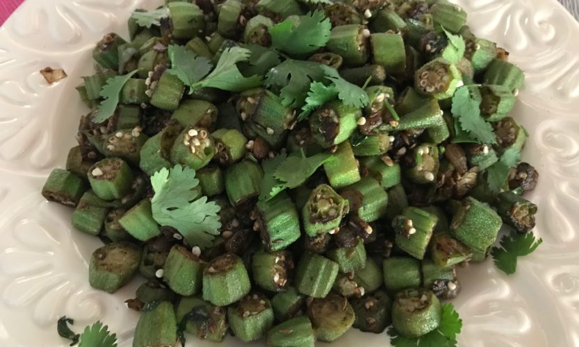 Dish of cooked okra